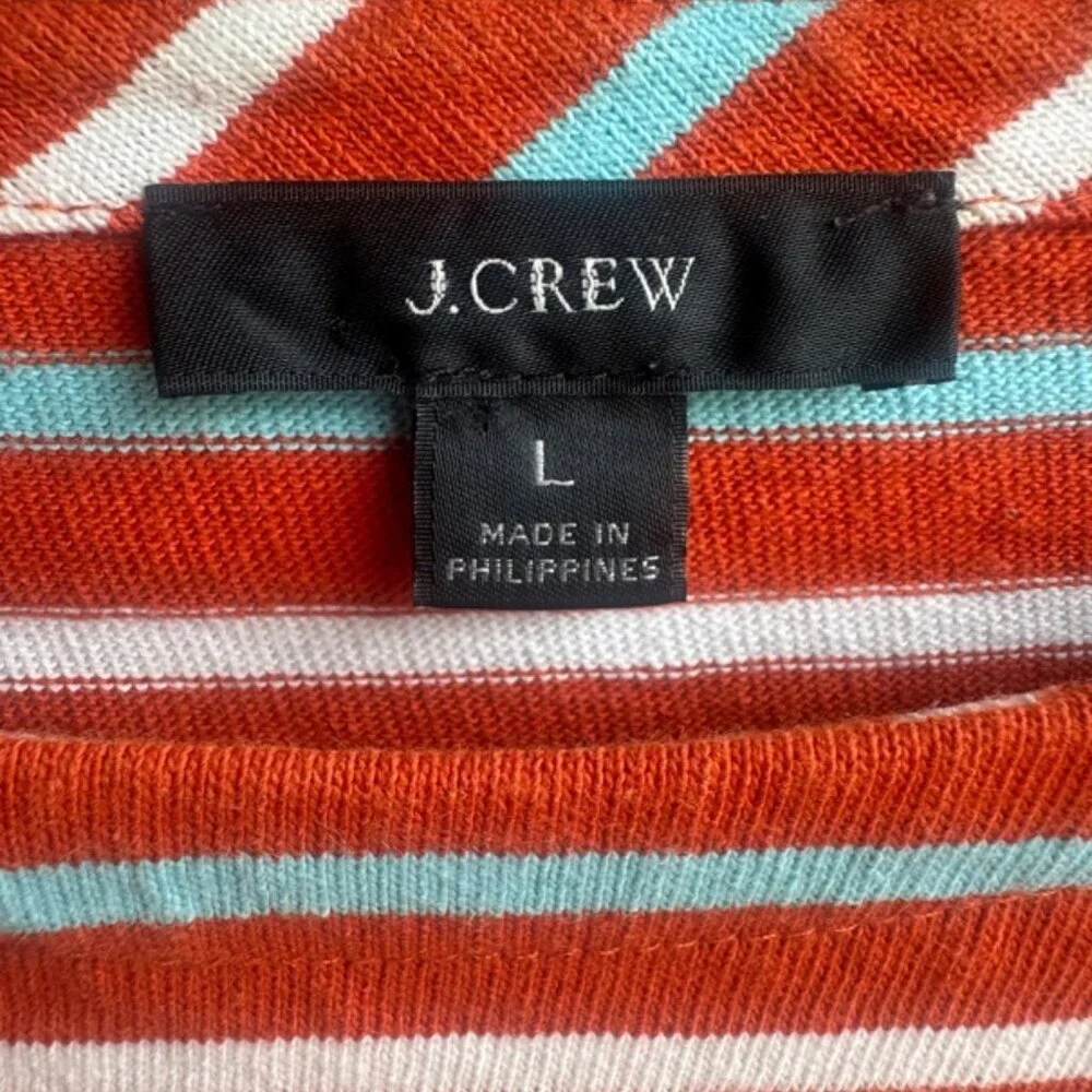 J. Crew 3/4 Sleeve Boat Neck Marines Striped Shirt Women's Size L